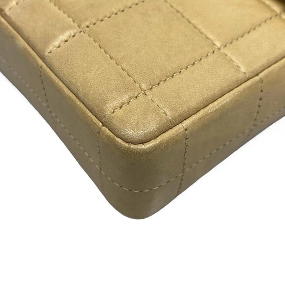 Auth CHANEL Chocolate Bar Beige Lambskin Shoulder Bag Gold hardware - Picture 4 of 15